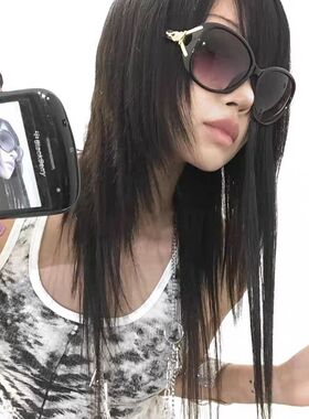 y2k外贸ins复古个性vintage狐狸头镶钻渐变色太阳眼镜墨镜女日系