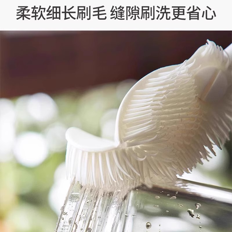 硅胶长柄杯刷小口径水杯破壁机毛刷无死角清洗神器洗杯子软毛刷子 - 图0