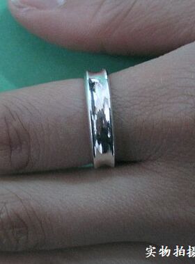 999纯银手工凹面环圈简约戒指