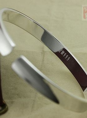 999纯银开口凹面手镯仙潮人光圈