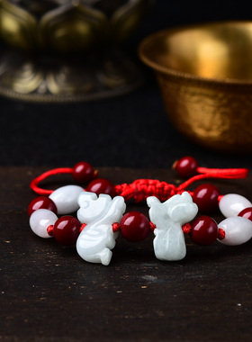 属马寅午戌三合通宝吉贵宏神将朱砂红手绳手链2026蛇年转运珠