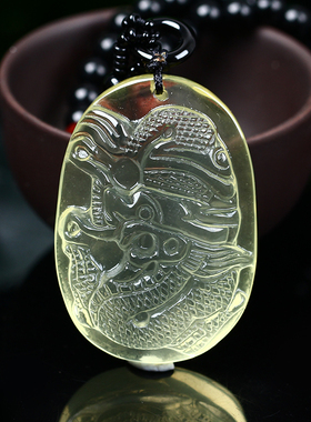黄水晶生肖祥龙护塔吊坠玉龙吉祥物龙型龙形饰品项链