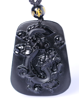 黑曜石生肖猴吊坠