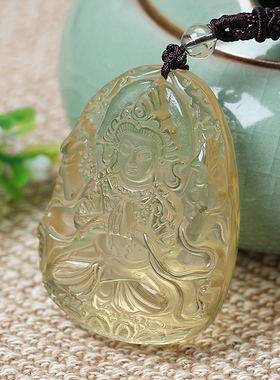 四臂观音吊坠文殊菩萨天然黄水晶