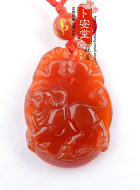 鸿牛呈运玉髓吊坠红玛瑙青牛衔芝吊坠生肖牛玉髓项链男女