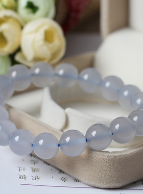卜安堂天然蓝玉髓手链蓝色月光