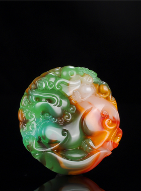 玉器和田玉貔貅挂件吊坠金丝玉鸡血玉彩玉貔貅玉坠男女款