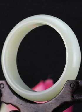 玉器【东来玉器】新疆和田玉白玉手镯 和田玉镯子女款 老坑料 56#