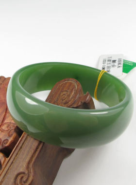 和田玉手镯碧玉手镯扁圆形手镯