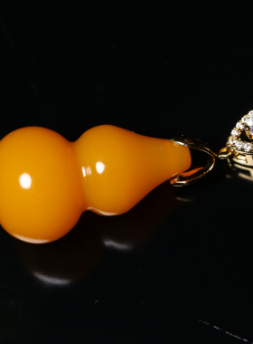 新疆和田玉黄玉小葫芦挂件925银项链包玉镶嵌葫芦男女情侣款吊坠