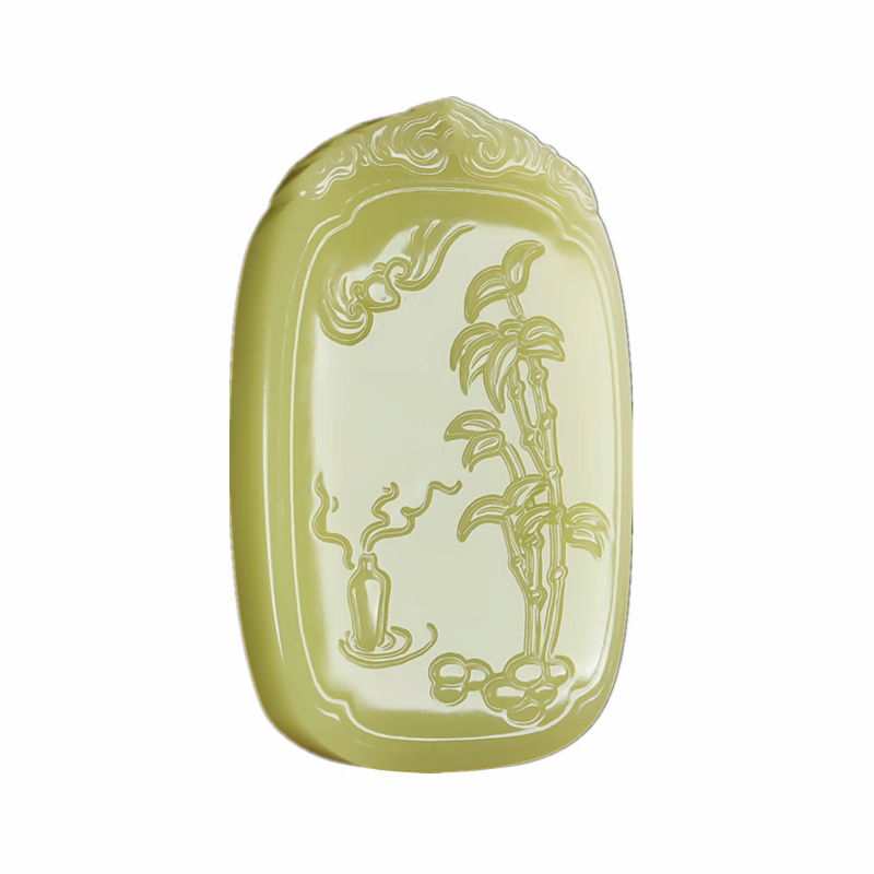 天然和田玉竹子手把件福寿平安节节高大号平安牌黄口料玉石挂件 - 图3