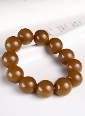新疆和田糖玉手串天然玉石且末料红糖圆珠18mm男款玉手链