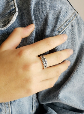 北桑女纯银中国风麦穗戒指活口