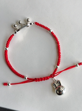 北桑女纯银原创手工本命年红手绳