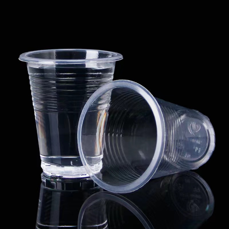 一次性杯子塑料杯大号加厚家用泡茶杯250/300/400ML透明航空水杯 - 图1