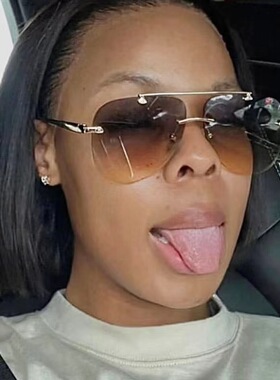 太阳眼镜无框切边墨镜女防紫外线