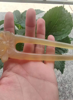 羊角温润如玉双面牡丹发簪