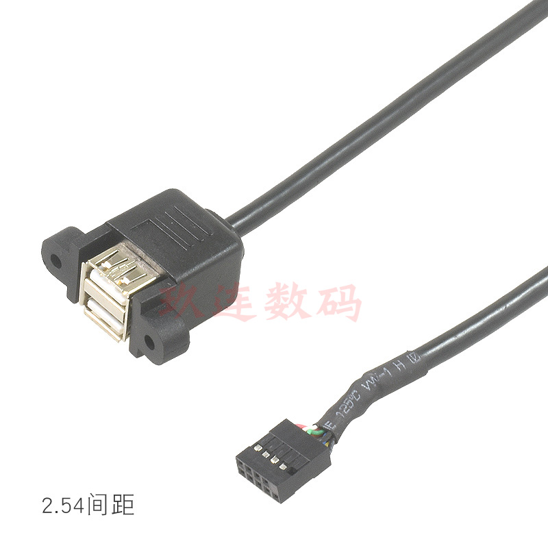 主板9针转USB2.0双口连体线 带螺丝孔 9Pin转USB2.0两口线 可固定 - 图0