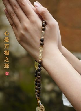 越南芽庄奇楠沉香手串绿棋楠九分沉敦煌手链双圈显白佛珠文玩手持