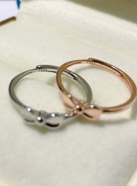 925纯银小蝴蝶结小众年轻戒指活口戒独特时尚礼物小清新新派手饰