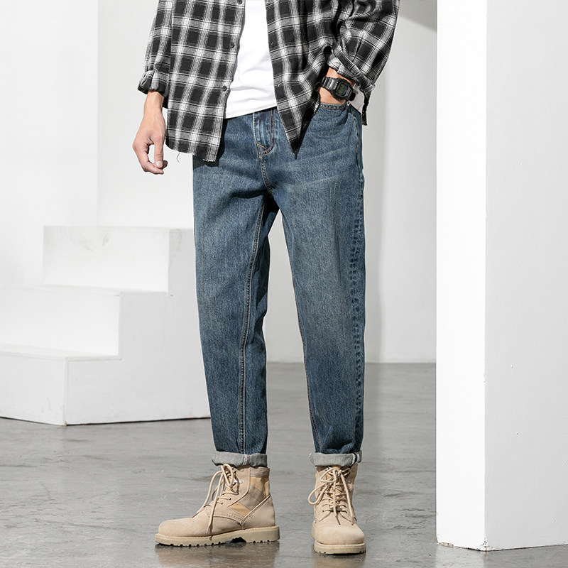 潮牌春秋款潮流百搭直筒宽松牛仔裤 空城计牛仔裤