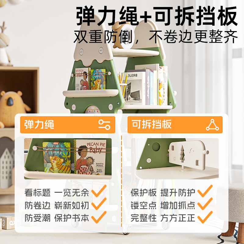 贝多喜儿童移动书架落地绘本架阅读宝宝玩具收纳多层圣诞树儿童房 - 图2
