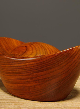 花梨木雕金元宝摆件木质元宝家居客厅玄关饰品摆设店铺开业送礼品