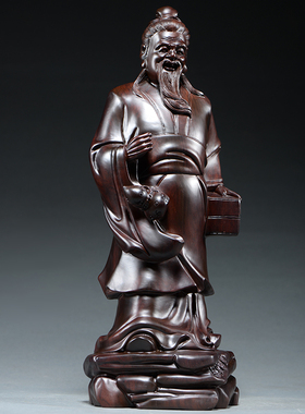 黑檀木雕神医华佗像摆件实木质雕刻医仙鼻祖药铺摆设红木工艺品