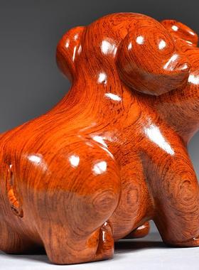 花梨木质猪摆件实木十二生肖木雕刻可爱小猪吉祥物装饰木制工艺品