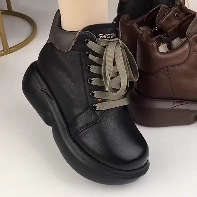 纯牛皮马丁靴女2025秋冬新款真皮复古圆头羊毛靴子女松糕厚底短靴,淘宝优惠券,粉丝福利购,淘宝优惠卷