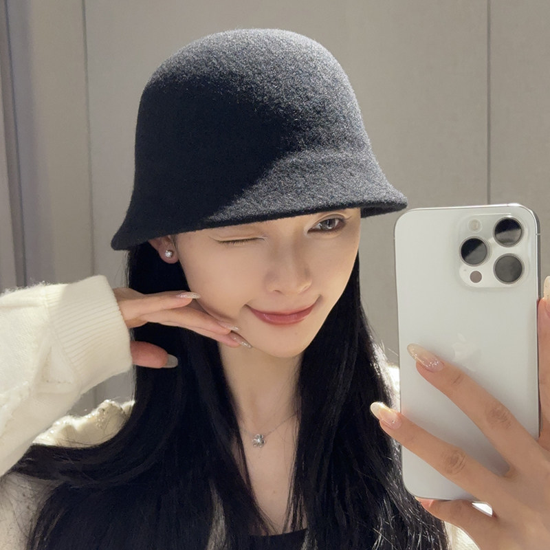 简约纯色羊毛针织渔夫帽子女秋冬季保暖显脸小盆帽日系大头围礼帽,淘宝优惠券,粉丝福利购,淘宝优惠卷