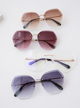 渐变色无边框太阳镜女士韩版开车
