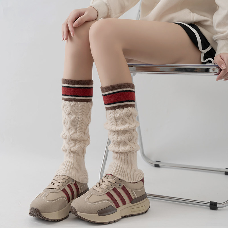 韩版学院风针织袜套女长筒秋冬季羊毛混纺复古保暖小腿套堆堆袜潮,淘宝优惠券,粉丝福利购,淘宝优惠卷