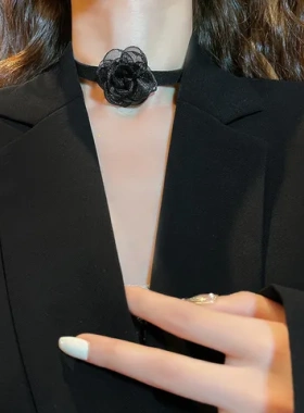 花朵ins潮女颈链森系超仙锁骨薄纱网红设计感名媛风气质配饰项链