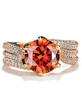 3三世戒指热卖直播满钻鸽子蛋克拉锆石新款情缘三排线条