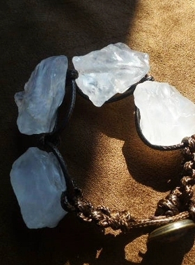 貔貅阁珠宝【生如夏花】天然白晶原石手作蜡绳编织手链