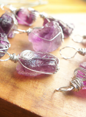 貔貅阁珠宝美美的紫萤石原石田园风项链缠绕吊坠 如傍晚的彩霞925