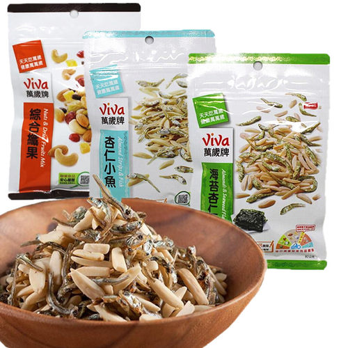 台湾万岁牌扁桃仁杏仁小鱼干115g即食海苔原味鱼类孕妇零食下酒菜 - 图0