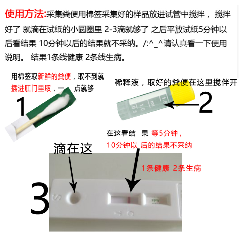 唯卓猫瘟试纸fpv病毒检测卡猫瘟测试纸猫咪呕吐拉稀咳嗽感冒发烧-图3