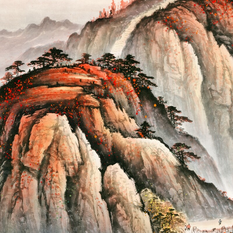 五岳独尊泰山画装饰背景墙壁画墙画有山无水靠山日出自粘墙纸自贴