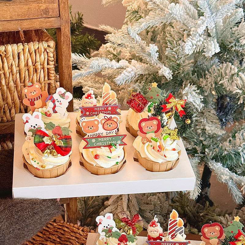 2026圣诞节熊兔纸杯蛋糕装饰插牌圣诞草圈铃铛蝴蝶结烘焙装扮插件,淘宝优惠券,粉丝福利购,淘宝优惠卷