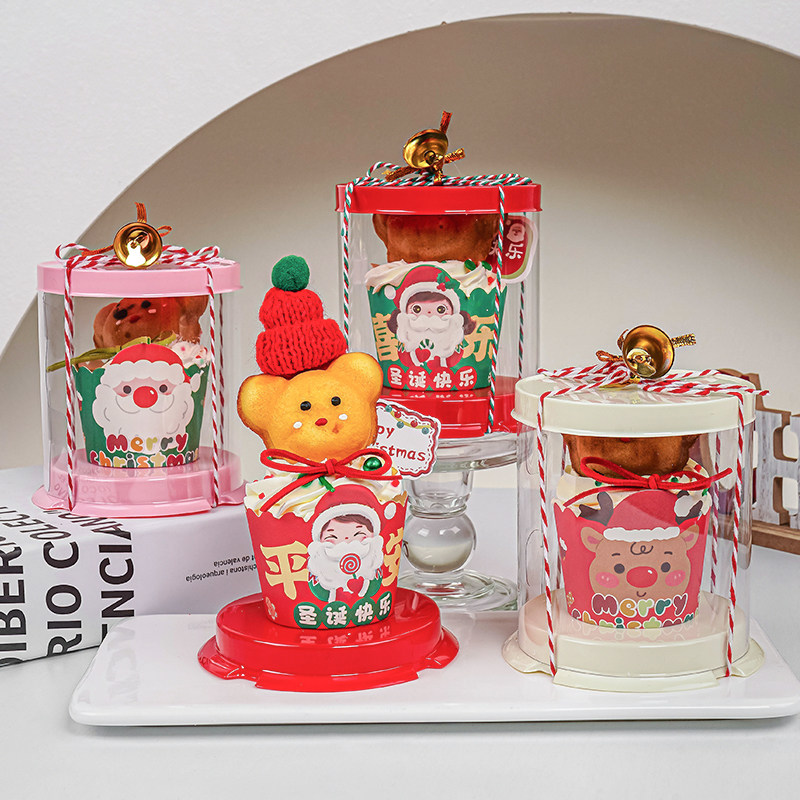 2026圣诞节卡通纸杯蛋糕装饰圣诞老人雪人迷你2寸圆形蛋糕包装盒,淘宝优惠券,粉丝福利购,淘宝优惠卷