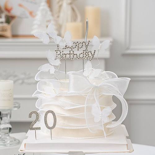 网红女神生日蛋糕装饰生日快乐闪钻HB插牌女生小仙女公主带钻插件 - 图2