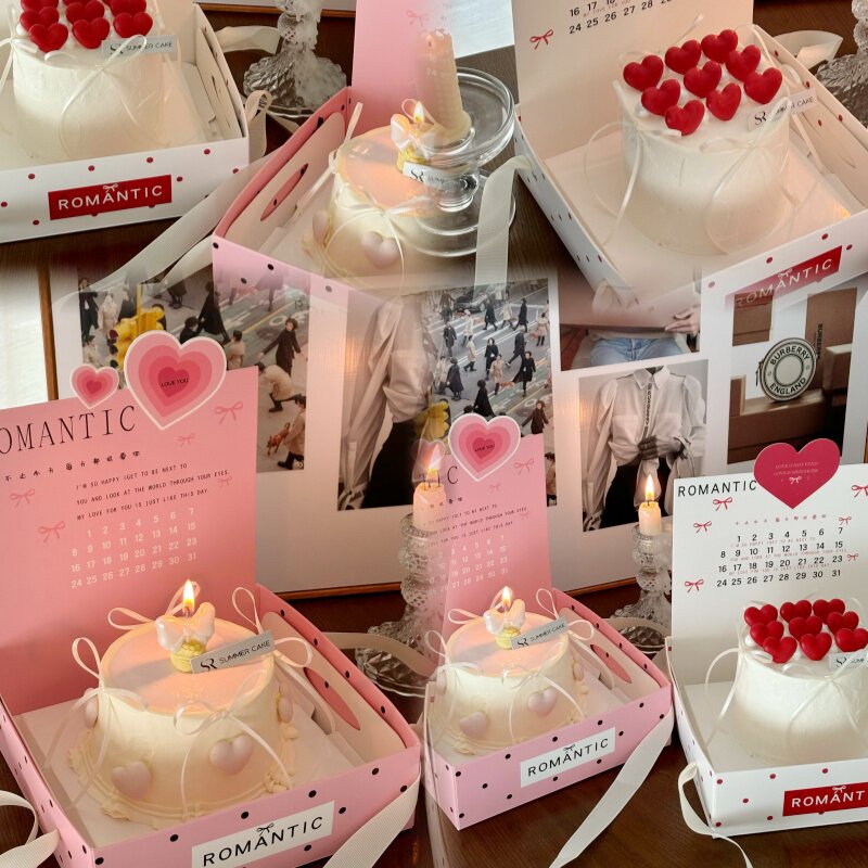 214情人节蛋糕盒包装纸杯盒蛋糕装饰情侣纪念日蝴蝶结蜡烛手提盒