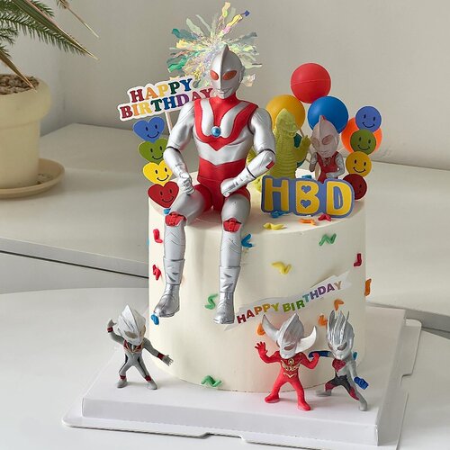 网红儿童蛋糕装饰卡通超人摆件男孩小孩生日派对烘焙装扮插件配件 - 图1