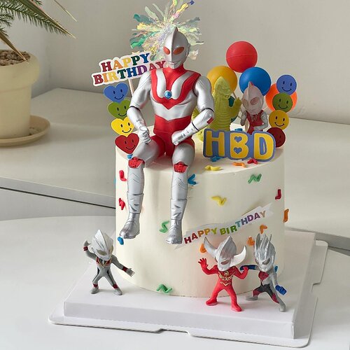 网红儿童蛋糕装饰卡通超人摆件男孩小孩生日派对烘焙装扮插件配件 - 图3