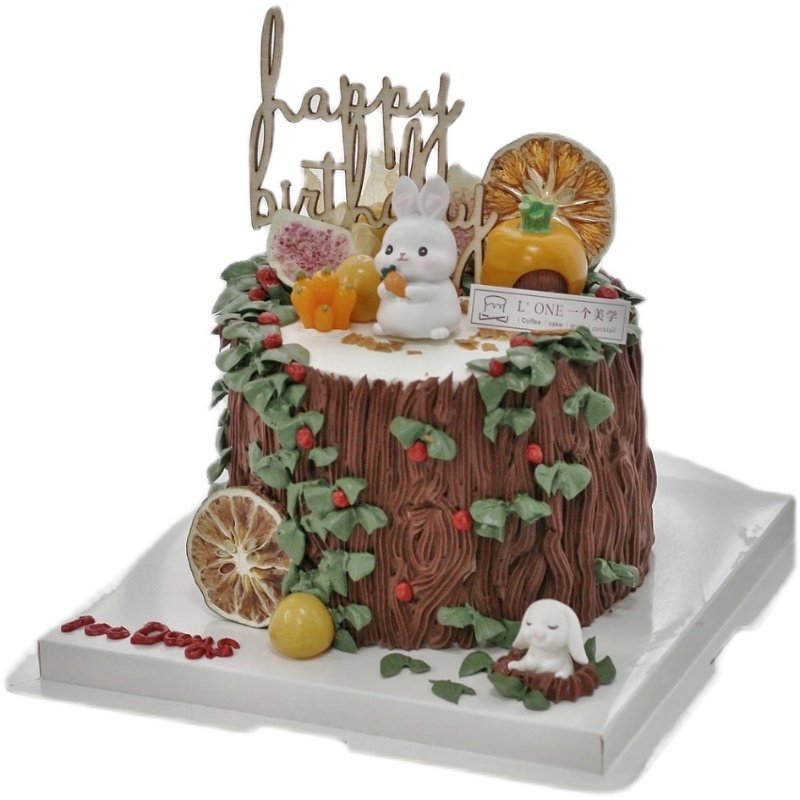 网红蛋糕装饰摆件小兔子萝卜房子宝宝满月百天生日森系装扮插件