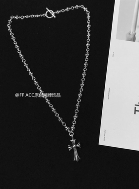 小众复古双层叠戴十字架项链潮流