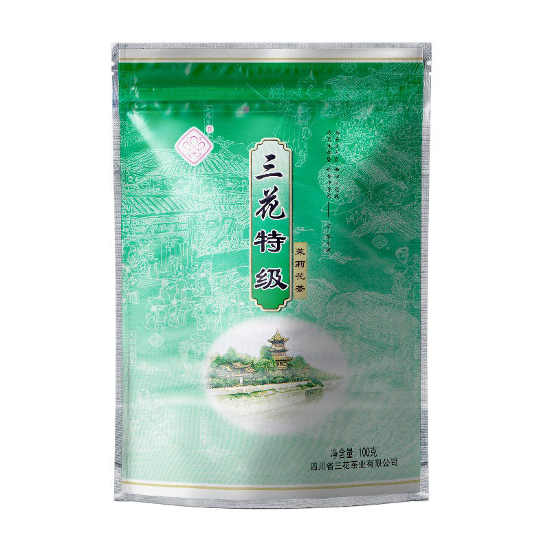 三花特级茶叶新茶花毛峰浓香型四川成都特产茉莉花茶袋装100g袋装-图3