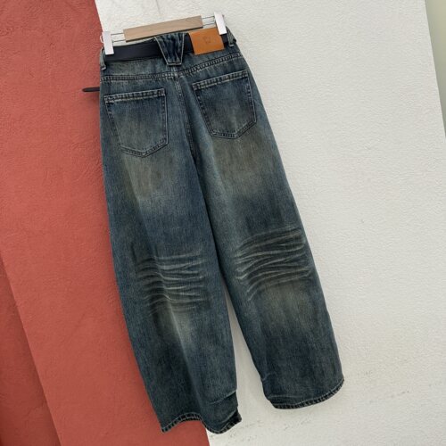 2026秋款JEANS欧货58696牛仔裤女复古猫须窄版弯刀裤皮标阔腿裤 - 图2